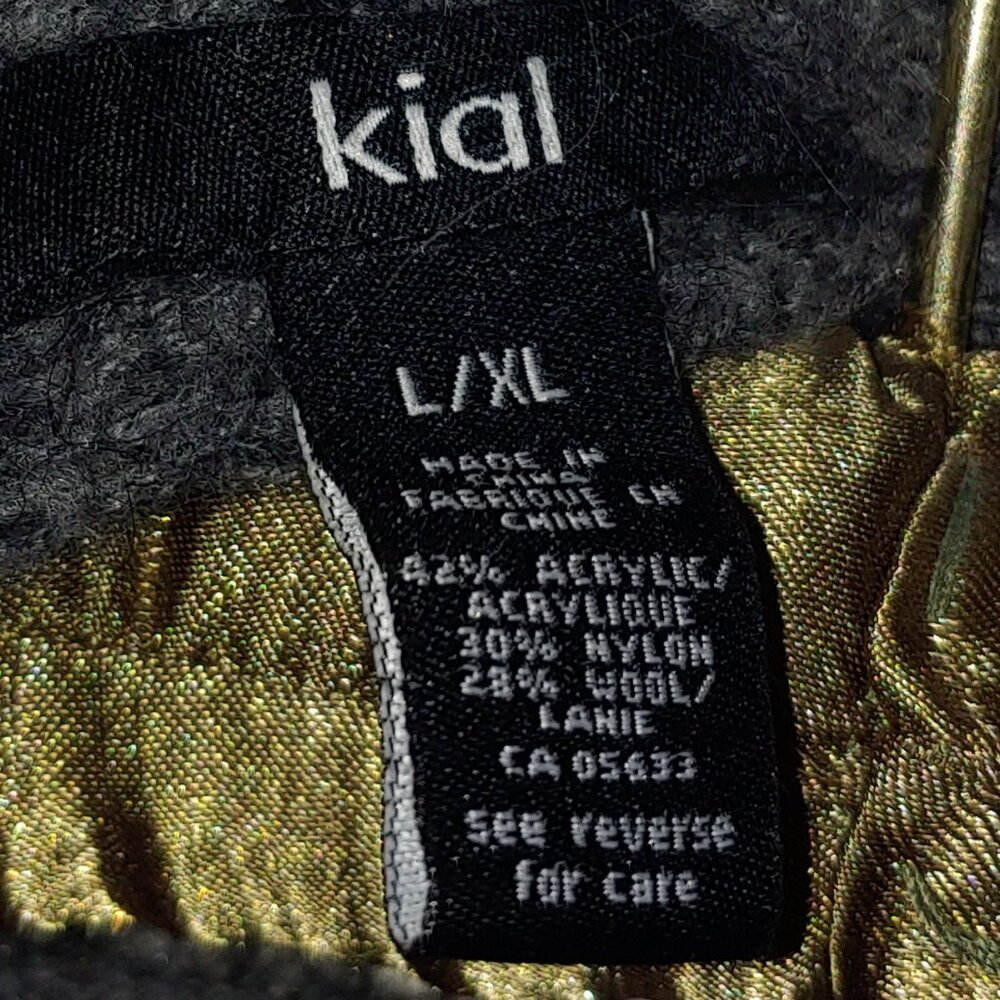 Kial Wool Blend Snap Buttons Ruffles Long Sleeves Knit Cardigan Sz L/XL Grey - Picture 2 of 5